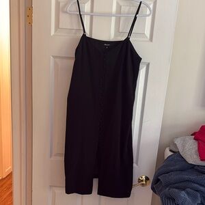 Black Button-Front Slip Dress